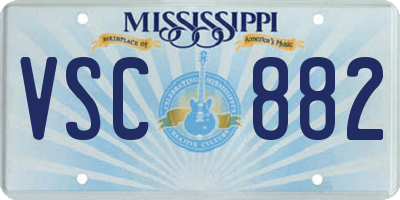 MS license plate VSC882