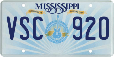 MS license plate VSC920