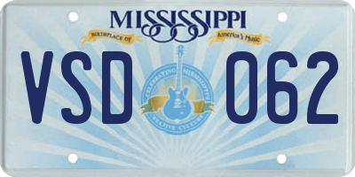 MS license plate VSD062