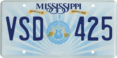 MS license plate VSD425