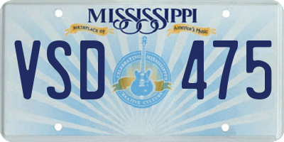 MS license plate VSD475