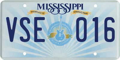 MS license plate VSE016