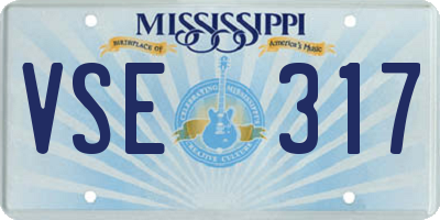 MS license plate VSE317