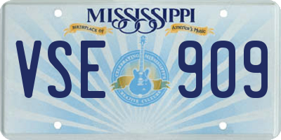 MS license plate VSE909