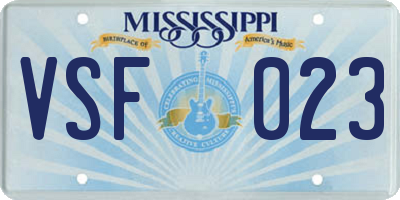 MS license plate VSF023