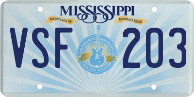 MS license plate VSF203