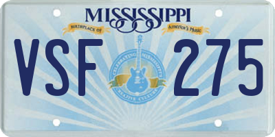 MS license plate VSF275