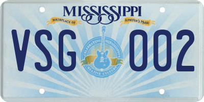 MS license plate VSG002