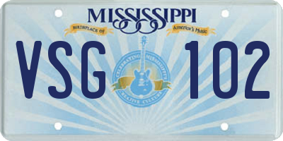 MS license plate VSG102