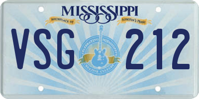 MS license plate VSG212