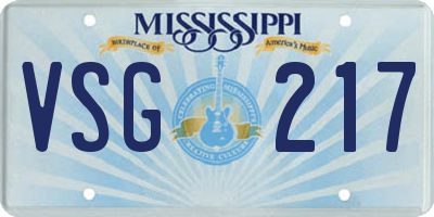 MS license plate VSG217