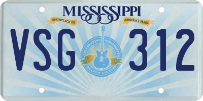 MS license plate VSG312