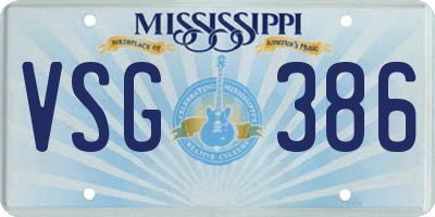 MS license plate VSG386