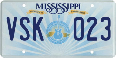 MS license plate VSK023