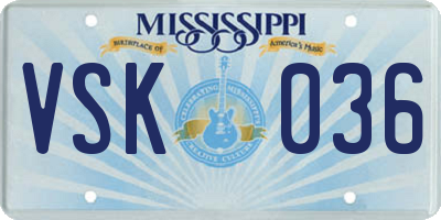 MS license plate VSK036