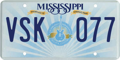 MS license plate VSK077