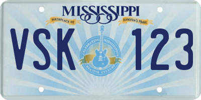 MS license plate VSK123