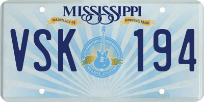 MS license plate VSK194
