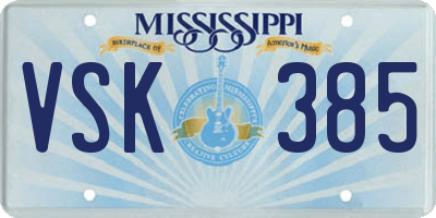 MS license plate VSK385