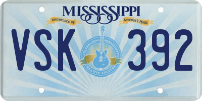 MS license plate VSK392