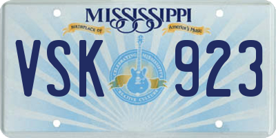 MS license plate VSK923