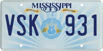 MS license plate VSK931