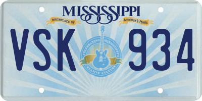 MS license plate VSK934