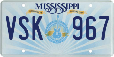MS license plate VSK967