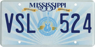 MS license plate VSL524