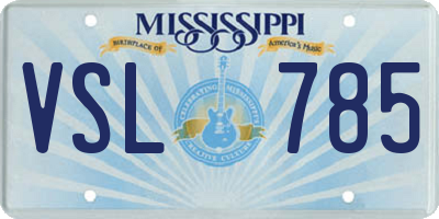 MS license plate VSL785