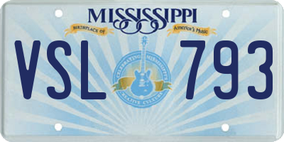 MS license plate VSL793