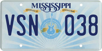 MS license plate VSN038
