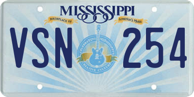 MS license plate VSN254
