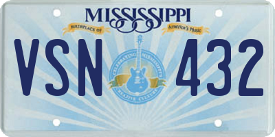 MS license plate VSN432