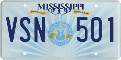 MS license plate VSN501