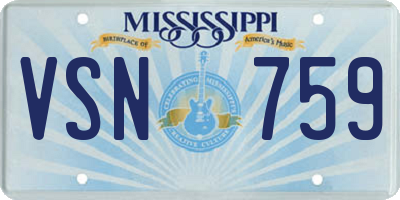 MS license plate VSN759