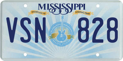 MS license plate VSN828