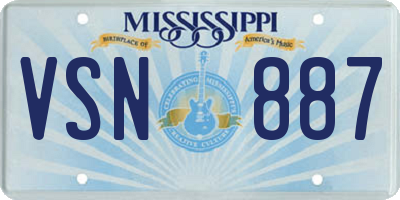 MS license plate VSN887