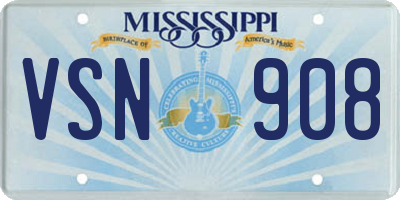 MS license plate VSN908