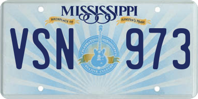 MS license plate VSN973