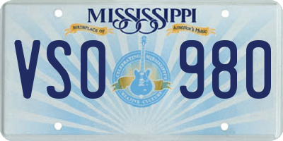 MS license plate VSO980