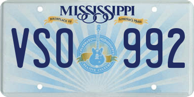MS license plate VSO992
