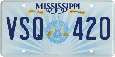 MS license plate VSQ420