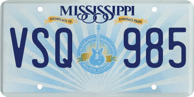 MS license plate VSQ985