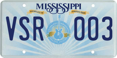 MS license plate VSR003