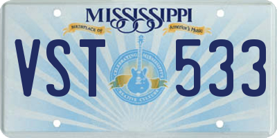 MS license plate VST533