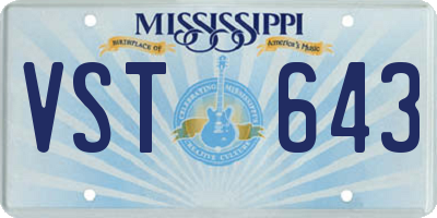 MS license plate VST643