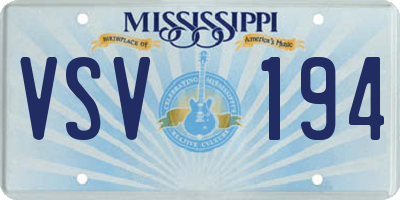 MS license plate VSV194