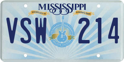MS license plate VSW214