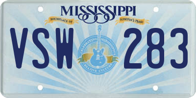 MS license plate VSW283
